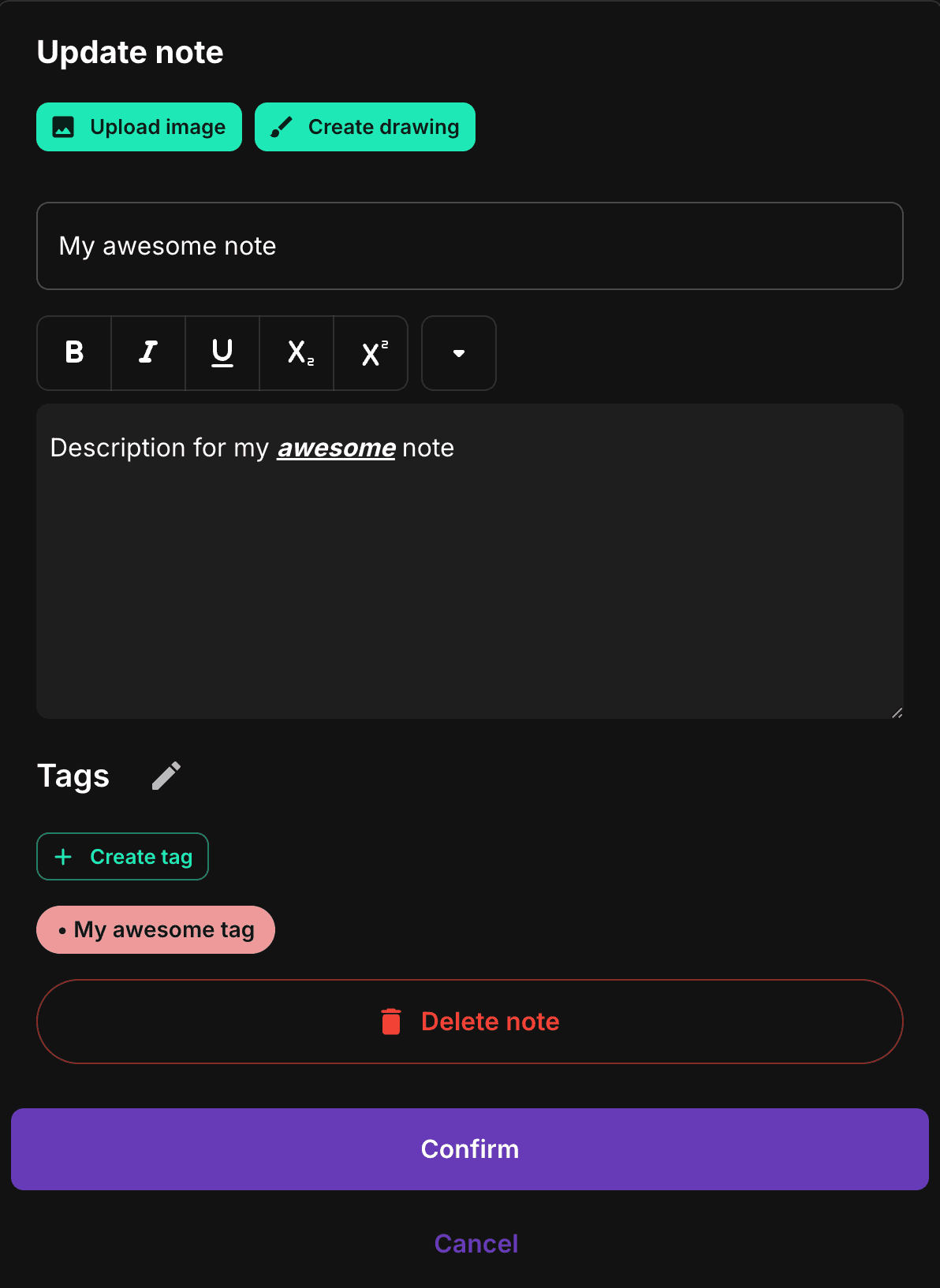 Tag moments in notes
